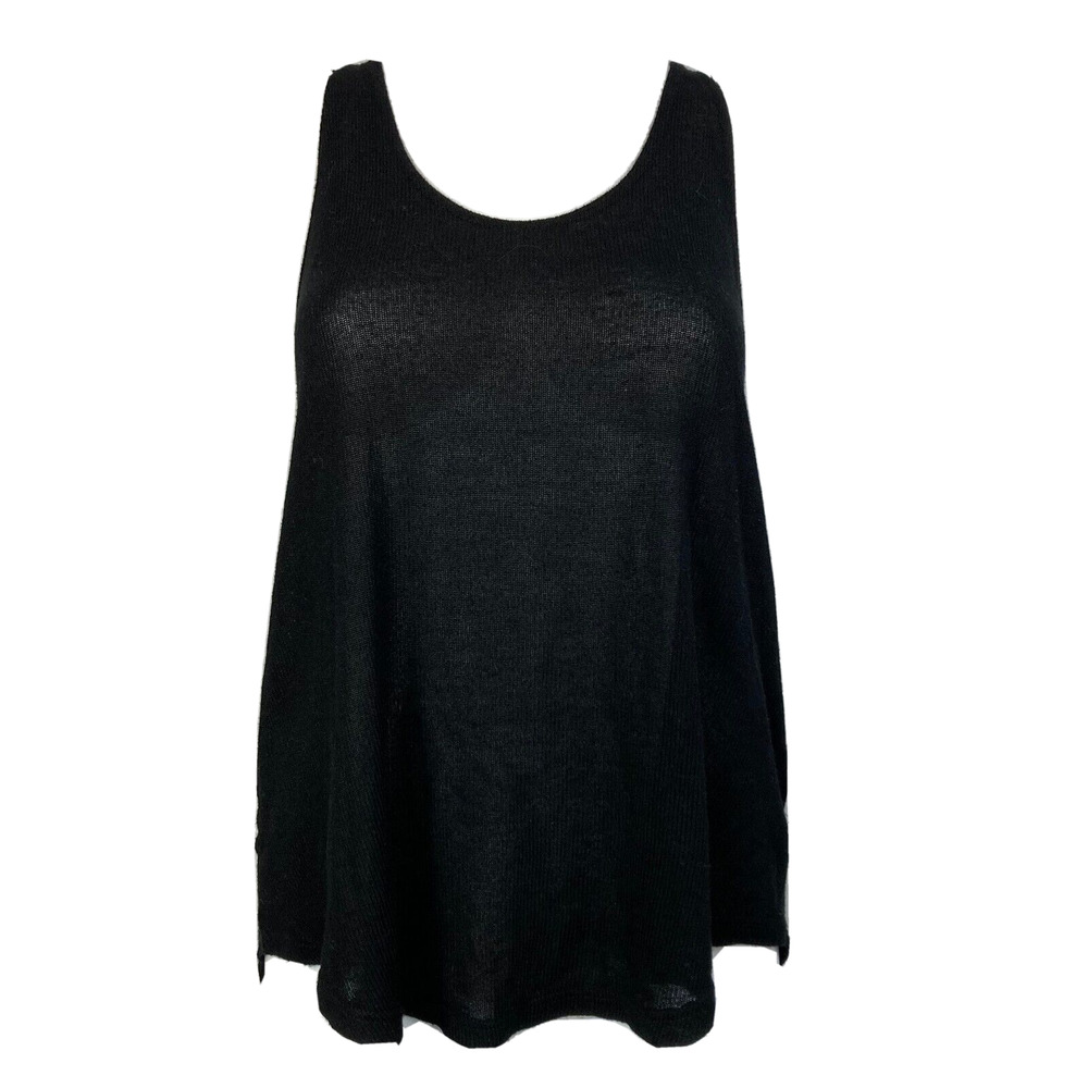 Project Social T Shirt Womens Sz L Black Open Knit Scoop Neck Racerback Tank